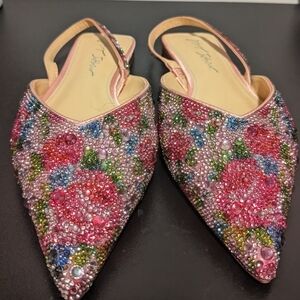 Betsey Johnson Multicolor Beaded Slingback Flats